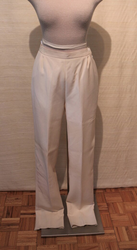 1980s Vintage Courrèges Cream Wool High Waisted P… - image 5