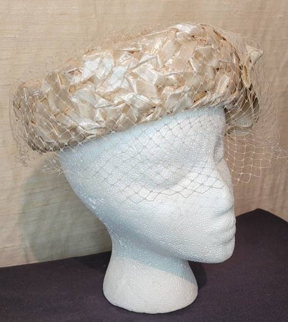 1950s Raffia Pillbox Hat Turban Style Hat - image 7