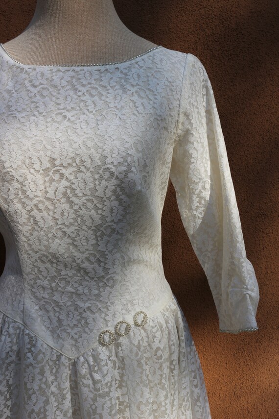 1950s Vintage Lace 3/4 Sleeve Wedding Gown - Gem