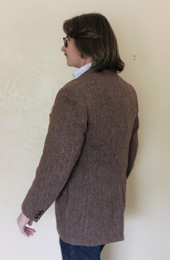70'S Harris Tweed Wool Chesterfield Coat, Men's Size L, Vintage /evb009731 main image 1