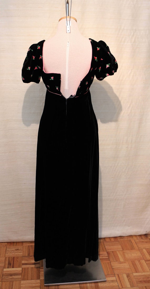 1970s Vintage Black Velvet High Waisted Dress wit… - image 7