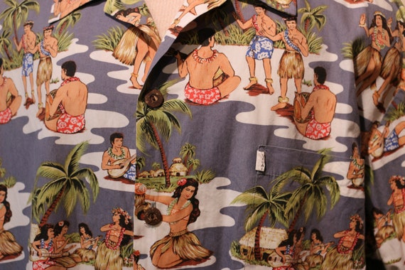 1950s Vintage Men’s Authentic Hawaiian Rayon Camp… - image 7