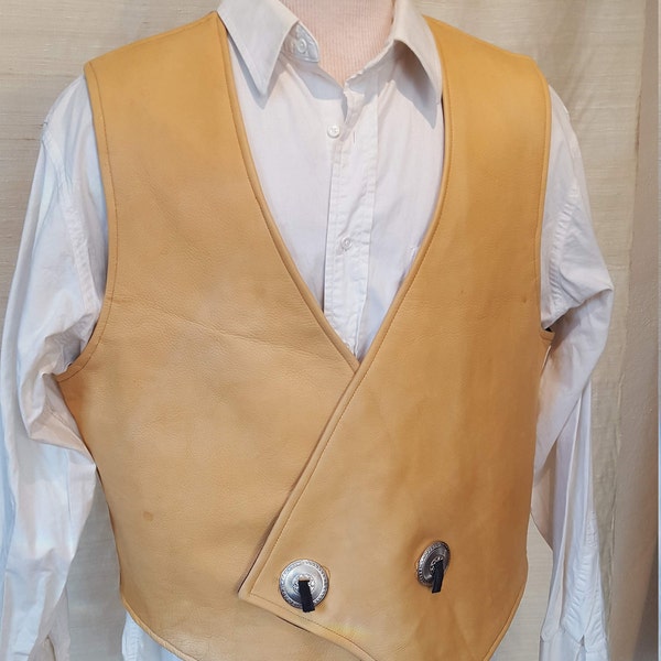 Tan Leather Vest Etsy