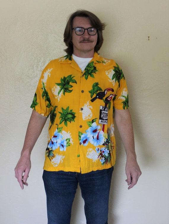1980s Vintage Thums Up for Him Hawaiian with Yello