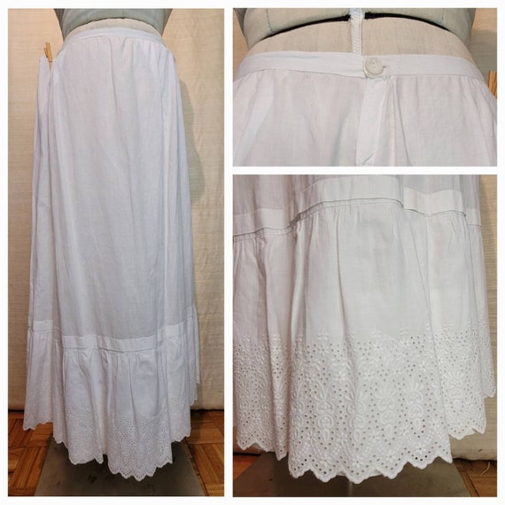 Antique Victorian / Edwardian Petticoat w/ Wide E… - image 1