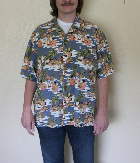 1950s Vintage Men’s Authentic Hawaiian Rayon Camp… - image 3