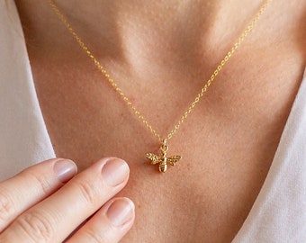 gold vermeil bee pendant necklace