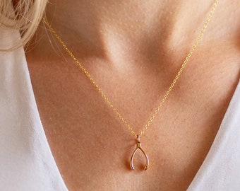 Gold vermeil wishbone pendant necklace - good luck jewellery