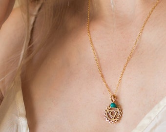 Gold Turquoise Throat Chakra necklaces. december birthstone. turquoise gemstone, turquoise yoga gold necklace, gold namaste, wellness gift