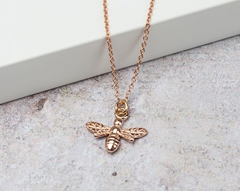 Rose gold vermeil bee necklace