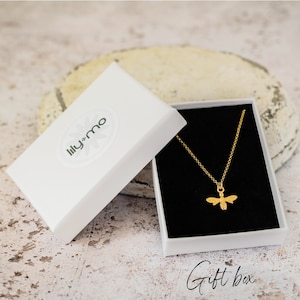 Sterling Silver bee charm necklace, nature inspired gift Gift box