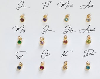 Gold ethical cubic zirconia birthstone charms - for all birth months.