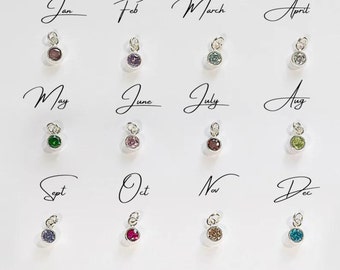 Silver cubic zirconia birthstone charms - ethically produced.