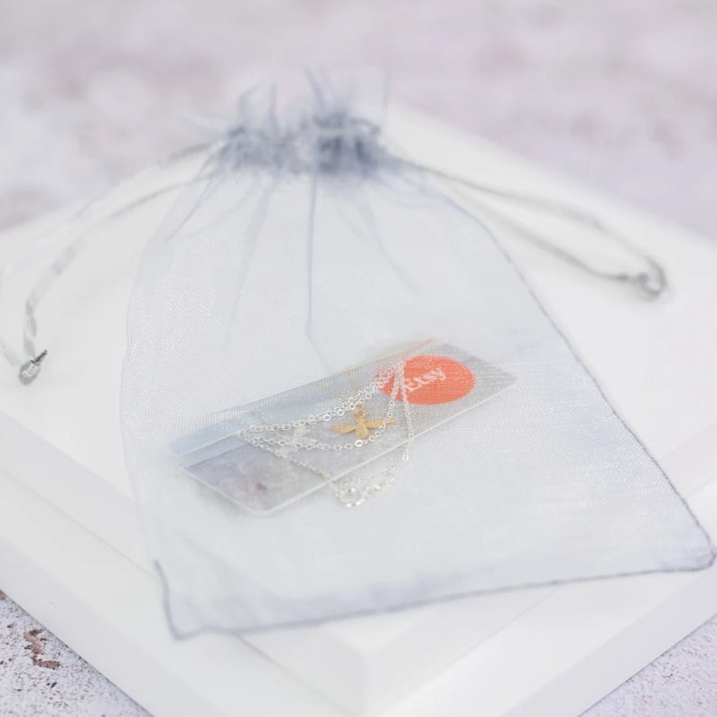 Sterling Silver bee charm necklace, nature inspired gift Organza bag