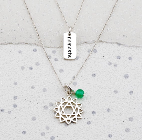 Silver Heart Chakra Necklace Healing Crystals Mediation - Green Heart Chakra Pendant Silver Heart Chakra Necklace Healing Crystals Mediation - Green Heart Chakra Pendant