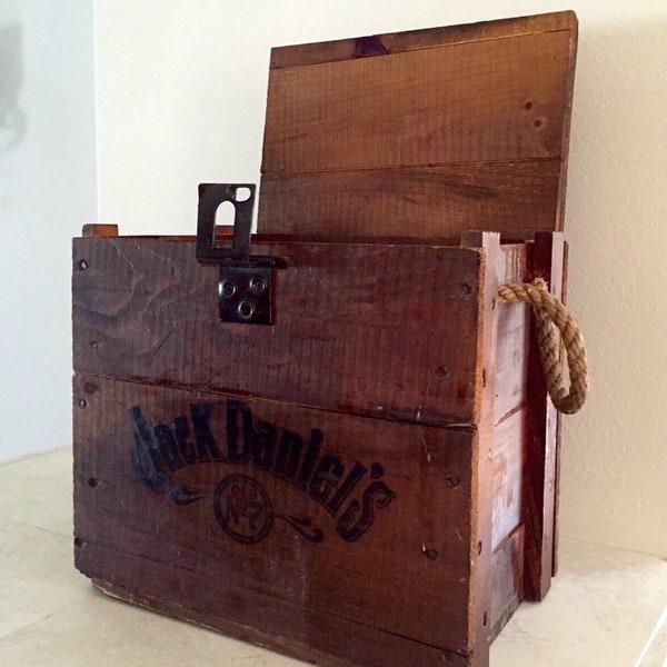 Original Antique Jack Daniels Whiskey Wood Trunk Box Crate