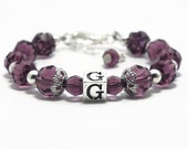 Birthstone Baby Bracelet, Baby Jewelry, Birthstone Jewelry, Baby Initial Bracelet, Baby Girl Jewelry, Amethyst Bracelet (B138-41)