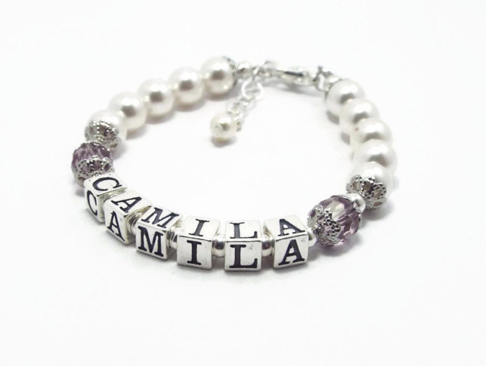 June Birthstone Bracelet Name Birthstone Bracelet Baby Etsy