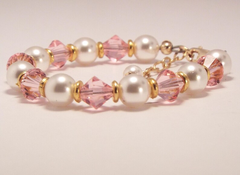 Baby Bracelet Baby Pearl Bracelet Baby Shower Gift Flower Etsy