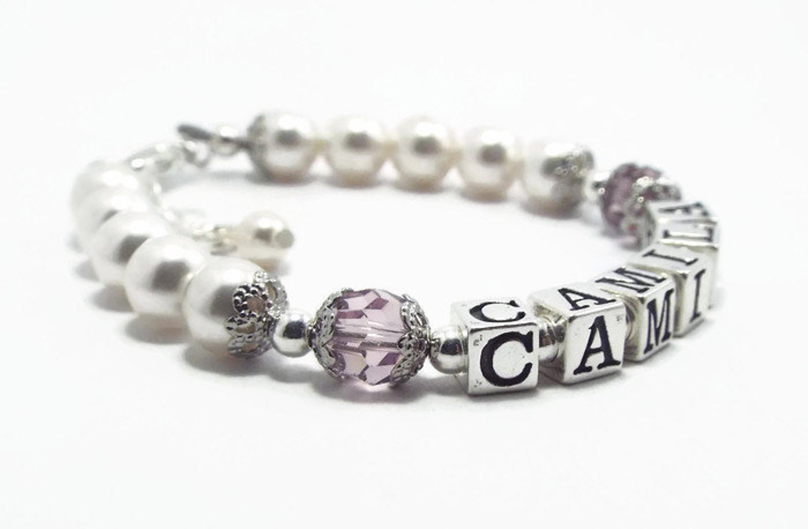 June Birthstone Bracelet Name Birthstone Bracelet Baby Etsy