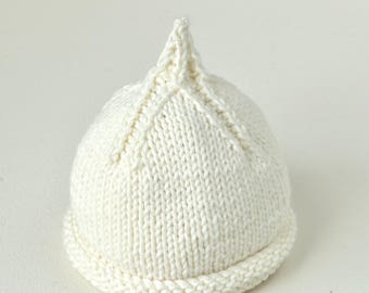 In the Round and Flat knitting PDF Beanie KNITTING PATTERN - Classic Pixie Beanie - 0 to 5 years