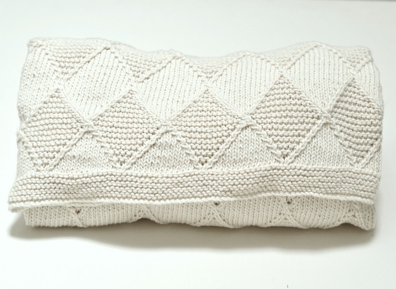 PDF KNITTING PATTERN Baby Blanket Diamond image 2