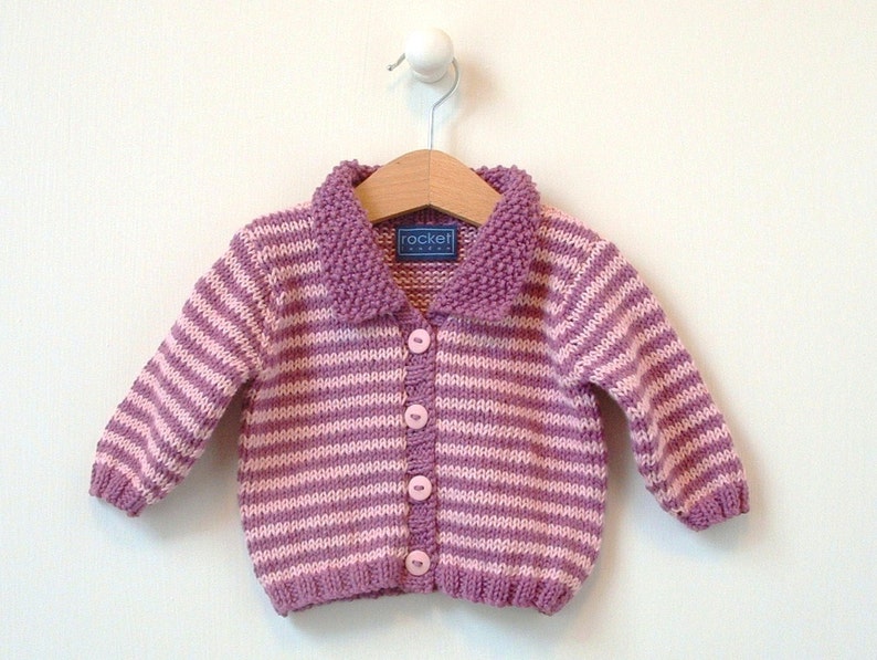 Baby KNITTING PATTERN Mini Stripe Baby Cardigan 0-4m 4-8m 8-12m 1-2yrs image 3