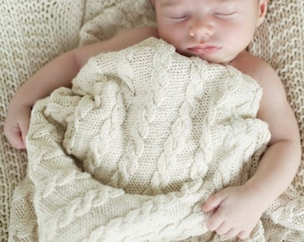 baby blanket KNITTING PATTERNS - classic cable blanket