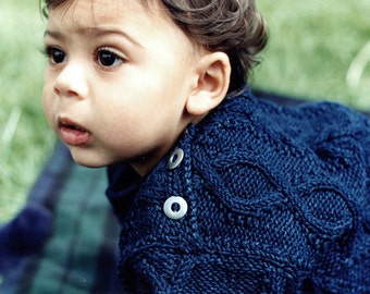 Baby sweater knitting pattern - Diamond Cable Crew 8-12 months -1-2 years