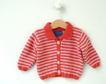 baby KNITTING PATTERN - mini stripe baby spring cardigan 0-4m 4-8m 8-12m 1-2yrs