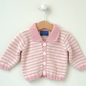 Baby KNITTING PATTERN Mini Stripe Baby Cardigan 0-4m 4-8m 8-12m 1-2yrs image 1