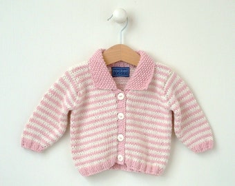 Baby KNITTING PATTERN - Mini Stripe Baby Cardigan 0-4m 4-8m 8-12m 1-2yrs