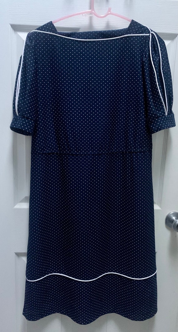 Navy and White Polkadot Dress