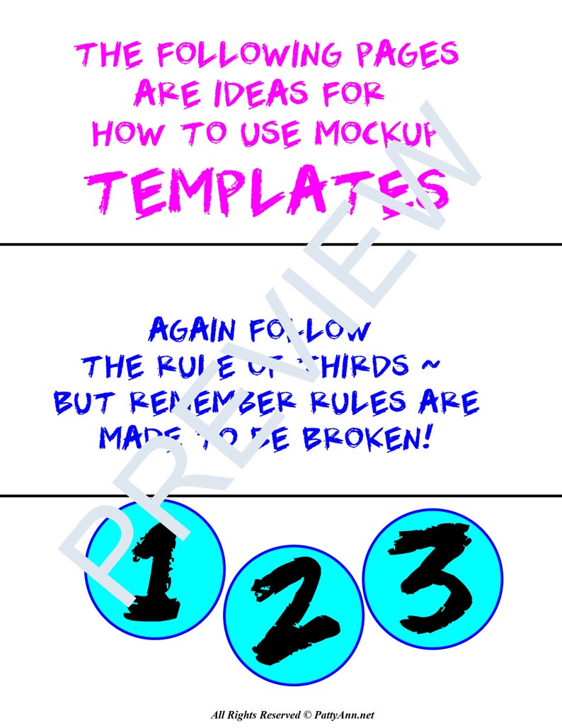 Graphic Arts Printable Template 3 Point Layout Formats for Page Design ...
