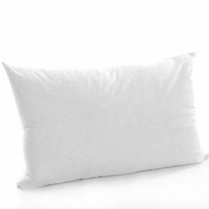 May include: A white pillow with a soft, fluffy texture. The pillow is rectangular and has a smooth, even surface.