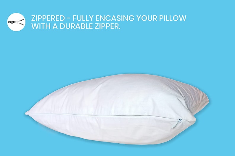 Luxury Zipper Close 233tc 100% Cotton Downproof/Feather proof Cushion/Pillow Protector White. bild 2