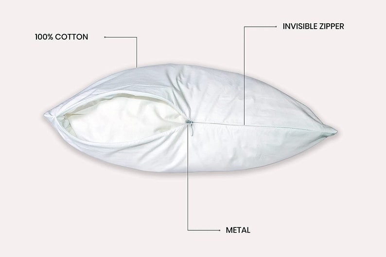 Luxury Zipper Close 233tc 100% Cotton Downproof/Feather proof Cushion/Pillow Protector White. bild 4