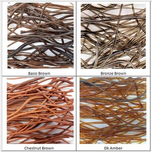 May include: Four color swatches of brown, flexible, plastic tubing. The colors are Basic Brown, Bronze Brown, Chestnut Brown, and Dk Amber. The tubing is arranged in a tangled, interwoven pattern.