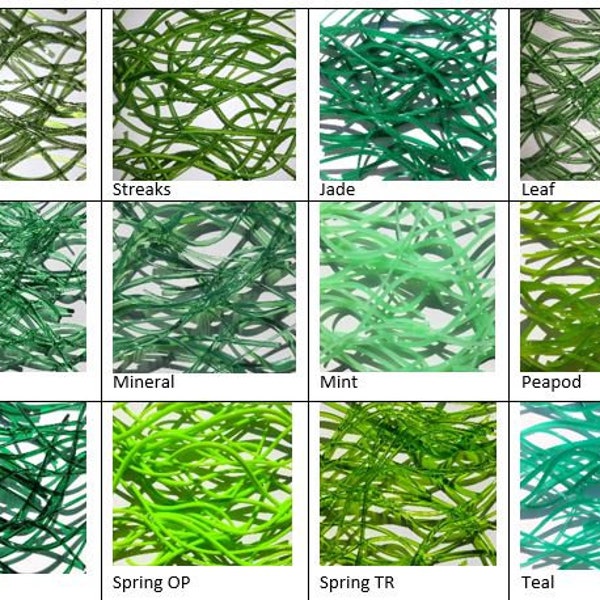 COE90 Vitrigraph - GREENS - Glass Stringers, Vitrograph