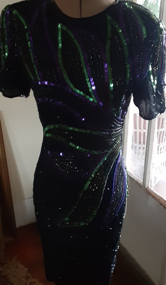 Vintage JMD New York Silk Sequined Beaded Coctail 