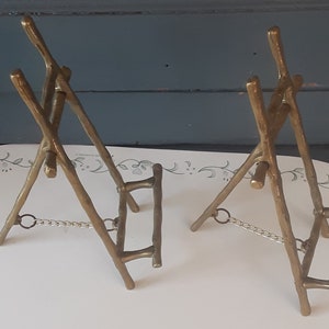 MCM Brass Faux Bamboo Display Stands For Pictures, Plates, etc.