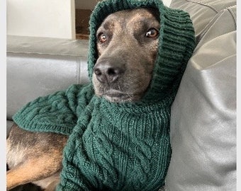 Cabled Dog Sweater with Sleeves - Custom Knit Pet Apparel