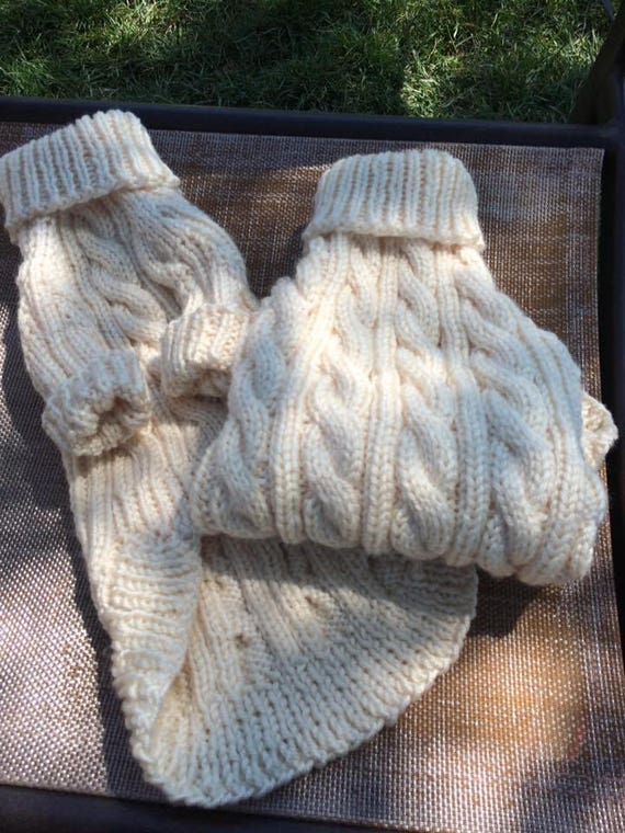 Cabled dog sweaters. Check chart for sizing(girth most important) . Sizes not the same as big box stores. MESSAGE TO ORDER. Up charge 4 wool