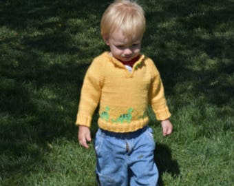 Sweater for toddler dino handknit size 6-9 months SALE this sweater only 25.00 now 20.00