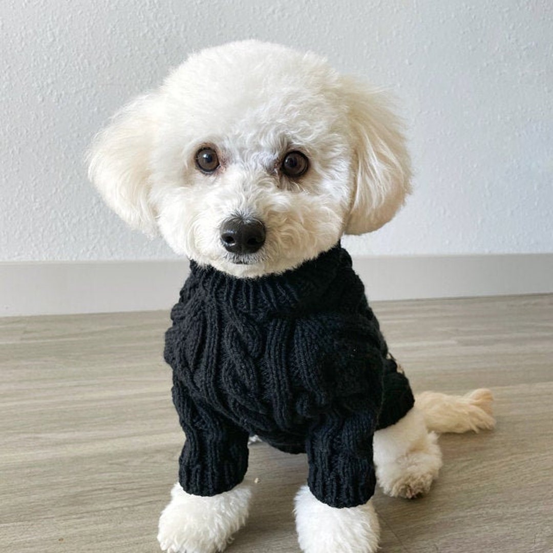 【OHGA】poodle knit プードルニット Hand-knit Cabled Dog Sweater With Sleeves, Custom Colors Available