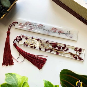 Islamic bismillah bookmark, Red and white,  pressed flowers in resin, Floral Resin bookmarks