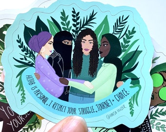 hijabi Islamic laptop sticker, feminist hijabi, diverse hijabis, Muslim womens day, radical islam, niqabi, black muslim, inclusion