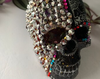 Handmade Jeweled Spike Skull Decor: Goth Resin Skull - Etsy display picture 1