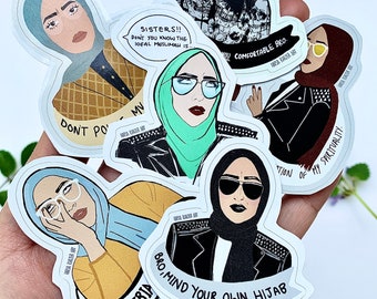 hijabi laptop stickers, Islamic sticker set, Muslim Feminist Hijab Sticker, mind your own hijab, Muslimah Stationary, muslim womens day