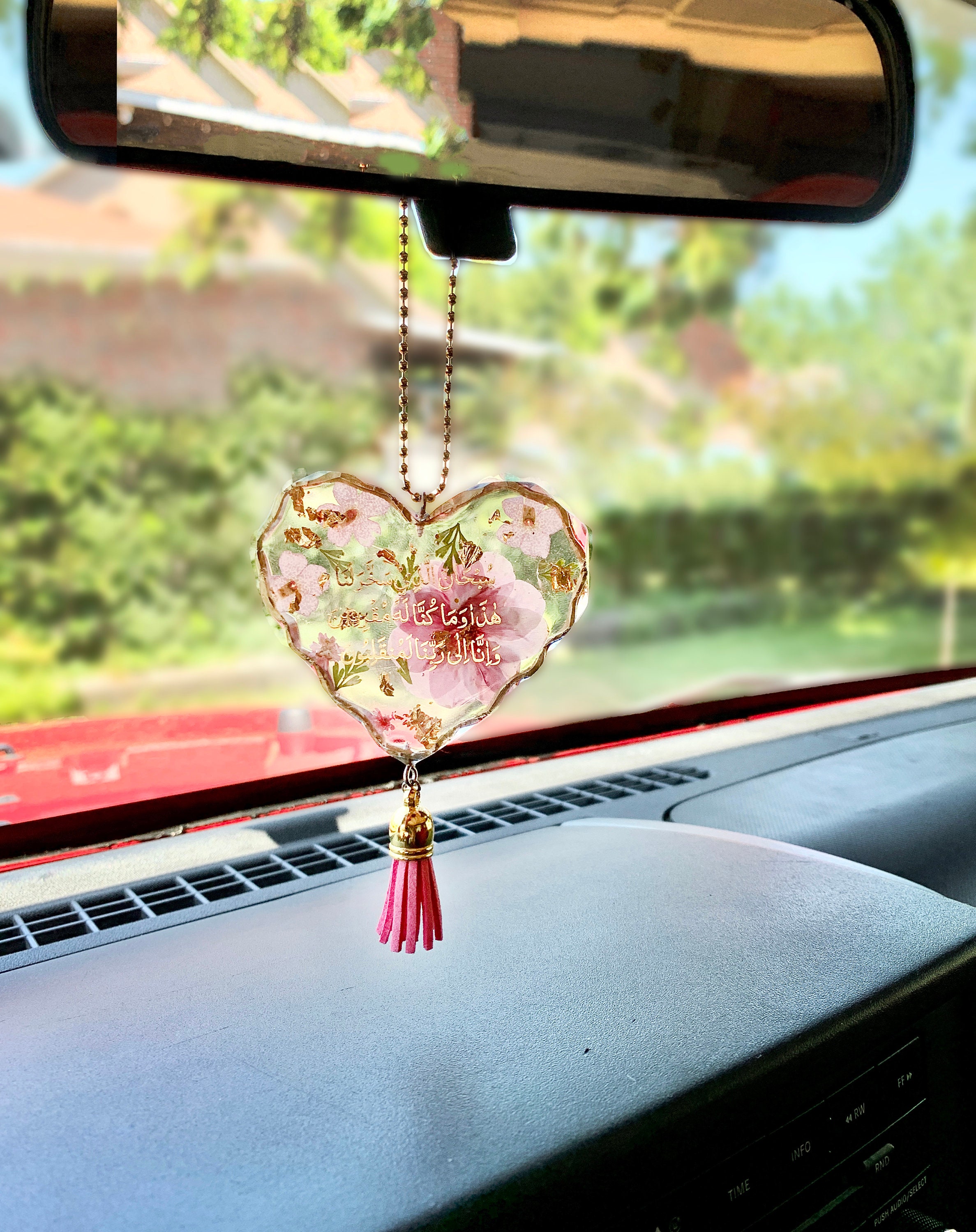 Ramadan Eid Gift - Islamic Car Mirror Hanging: Resin Heart Charm